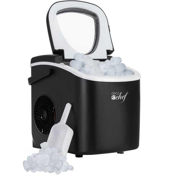 Deco Compact Countertop Ice Maker, 26LBs in 24HRs, 9 Bullet Ice Cubes Ready in 6 Minutes, Black
