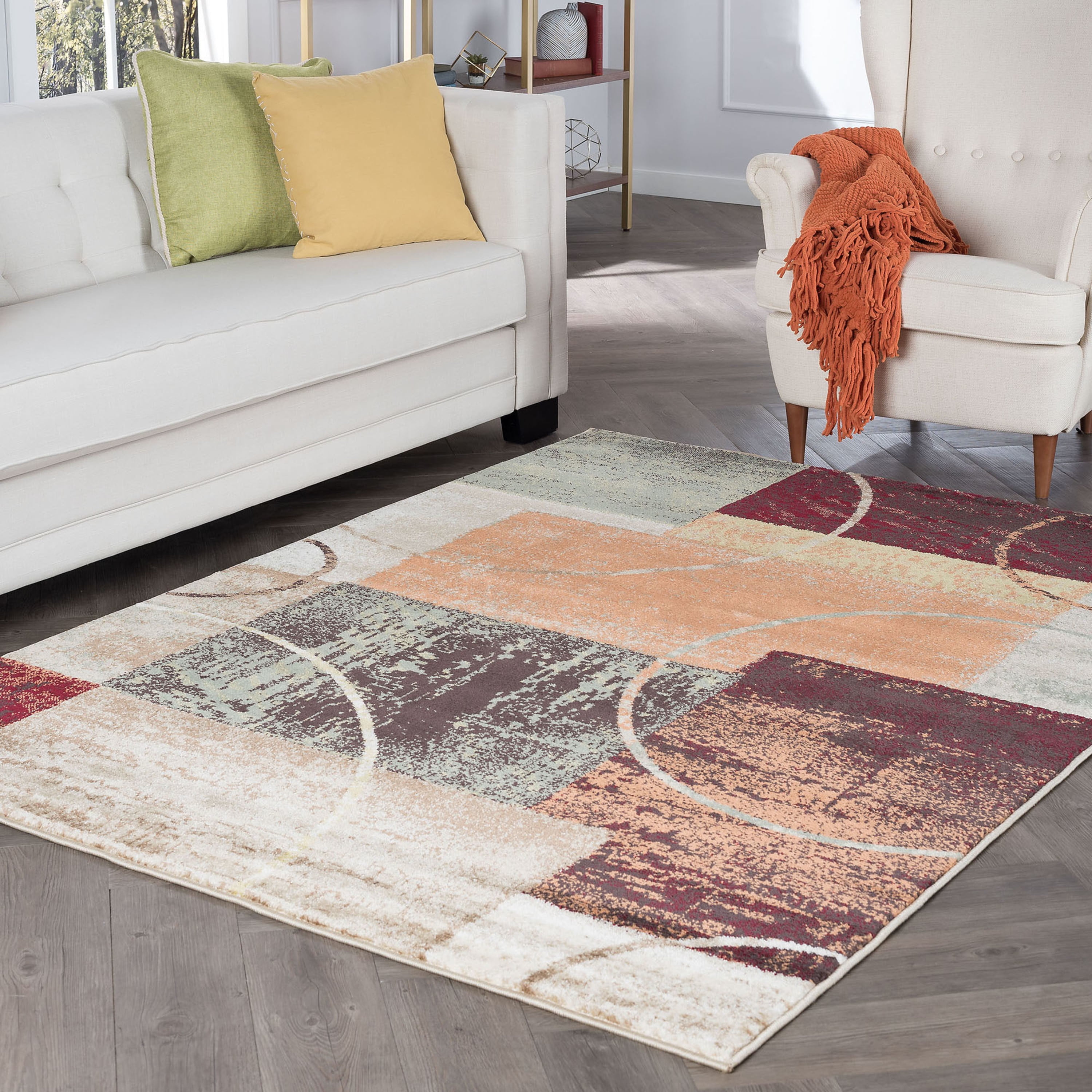 Deco Contemporary 5' x 7' Multi-Color Polypropylene Indoor Area Rug