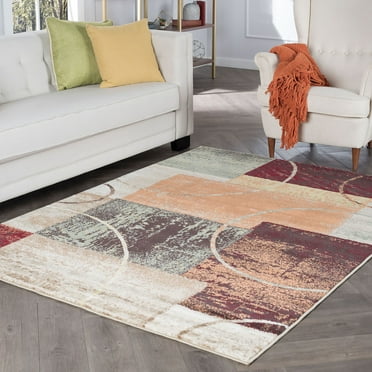 Deco Contemporary 5' x 7' Multi-Color Polypropylene Indoor Area Rug