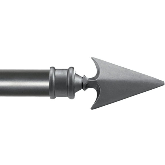 Deco Essential 36 to 66 Inches Adjustable Curtain Rod for Windows with Arrow Finials & Bracket Set (3/4'' Diameter, Grey)