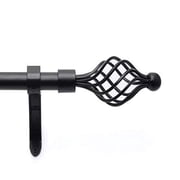 Deco Essential 36 to 66 inches Extendable Curtain Rod for Windows with Swirl Finials 3/4" Dia, Black