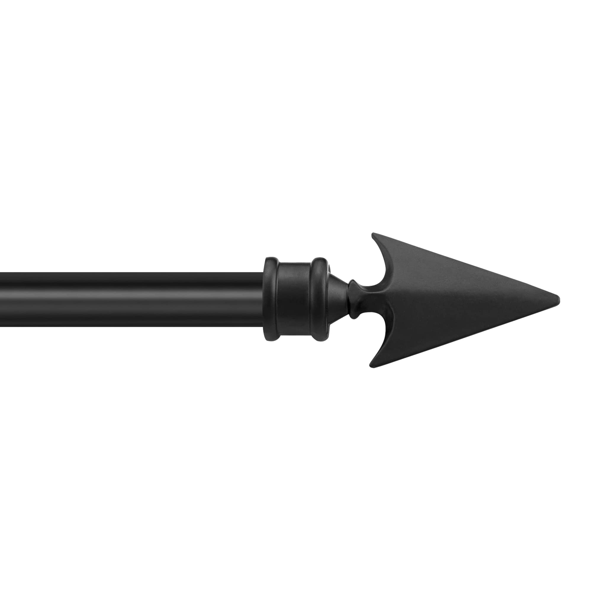 Deco Essential 66 to 120 inches Extendable Curtain Rod for Windows with Flat Arrow Finials (3/4" Diameter, Black)