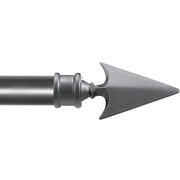 Deco Window Deco Essential 1 Inch Gray Flat Arrow Adjustable Single Curtain Rods, 66 in - 120 in
