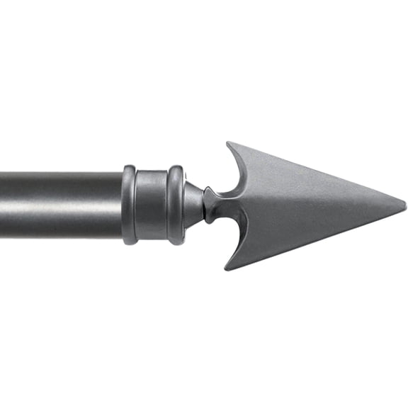 Deco Window Deco Essential 1 Inch Gray Flat Arrow Adjustable Single Curtain Rods, 66 in - 120 in