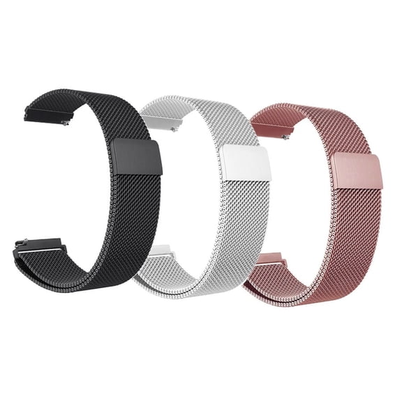 Deco Essentials 18mm 20mm 22mm Metal Bands for Garmin Venu 3S, Forerunner 265S, Lily 2 (3 pack)
