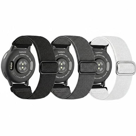 Deco Essentials Nylon Elastic Bands for Garmin Smartwatches 20mm (3 pack)