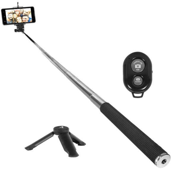Deco Essentials Telescopic Metal 33" Selfie Stick w/ Tripod and Wireless Remote for iOS/Android, Perfect for travel, outdoor adventures, beach trips, parties, easy to store