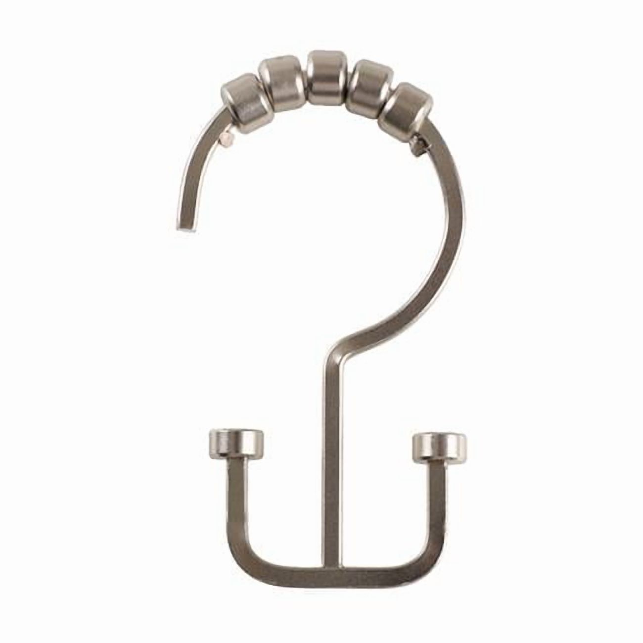 Deco Flat Double Roller Shower Curtain Hooks  Brushed Nickel
