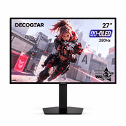 Deco Gear 27" 280Hz QHD OLED Gaming Monitor, 2560x1440, 0.03ms, 169, HDR, Adaptive Sync, 1.5M1 Contrast, HDMI 2.1, DisplayPort 1.4, Ergonomic Stand