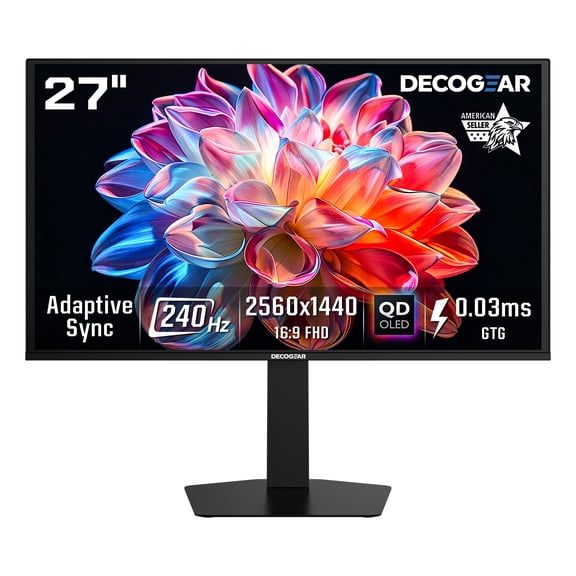 Deco Gear 27" QHD OLED Gaming Monitor 280Hz 0.03ms HDR400 Adaptive Sync HDMI 2.1/DP 1.4