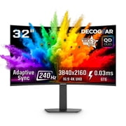 Deco Gear 32" Curved 4K QD-OLED Gaming Monitor, 3840x2160 240Hz 0.03ms, HDR400, 99% DCI-P3, USB-C & Built-in KVM, Console-Ready Dual HDMI 2.1 & Dual DP 1.4, AMD