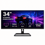 Deco Gear 34 Inch Curved Monitor, WQHD 3440x1440, 180Hz, 21:9 Ultrawide, 4000:1 Contrast, Low Blue Light, PIP/PBP, Built-in Speakers, Computer Monitor