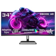Deco Gear 34  Ultrawide Curved Monitor, 3440x1440 VA Display, 180Hz 1ms MPRT Adaptive Sync, 1500R HDR Ready 100% sRGB Dual HDMI/DP 219 Aspect Ratio