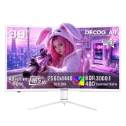 Deco Gear 39" 165Hz QHD Gaming Monitor, 2560x1440, White, 1ms MPRT, HDR, Adaptive Sync, 3000R Curve, HDMI, DisplayPort, Tilt Swivel Height Adjust