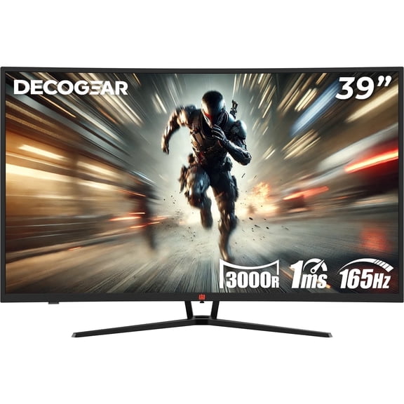 Deco Gear 39" Curved Widescreen Gaming Monitor, 2560x1440 1ms MPRT 165 Hz, 16:9 HDR400 4000:1, HDMI, DisplayPort, Limited Black Edition