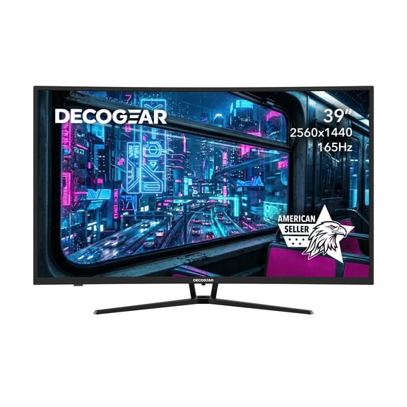 Deco Gear 39" Curved Widescreen Gaming Monitor, 2560x1440 1ms MPRT 165 Hz, 16:9 HDR400 4000:1, HDMI, DisplayPort, Limited Black Edition