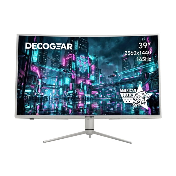 Deco Gear 39 Curved Ultrawide Gaming Monitor, 2560 x 1440, HDR400, 165 Hz, 99% sRGB, HDMI 2.0, DP 1.4 Limited White Edition