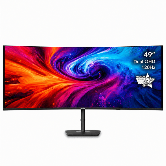 Deco Gear 49” Curved Ultrawide Dual-QHD Monitor, 5120 × 1440 Resolution, 120Hz, 1ms, USB-C 65W Power Delivery, Built-In KVM Switch, HDR, Adaptive Sync