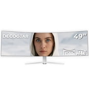 Deco Gear 49  White Curved Ultrawide Monitor, 144Hz, HDR, 3840 1080, HDMI 2.1, DP 1.4, Gaming & Work