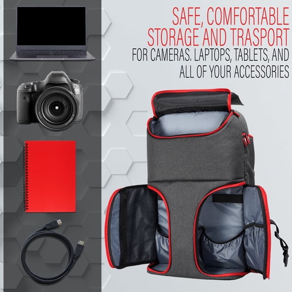 Deco Gear DSLR Photography Camera Backpack with Multiple Laptop/Tablet Slots, Accessory Storage, Adjustable Straps, Breathable Padded Comfort Pads, Lightweight and Fast Access