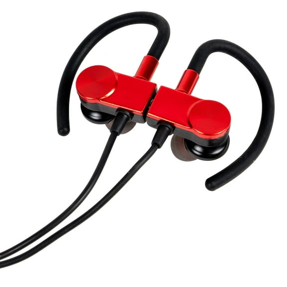 Deco Gear Magnetic Bluetooth Wireless Sport Hi-Fi Earbud Headphones - Red - with Built In Clear Call Microphone & Playback Controls + Carry Case