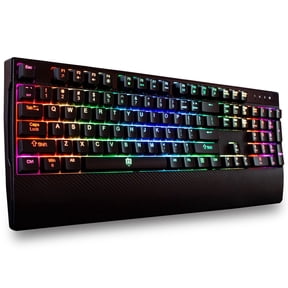Deco Gear Mechanical Gaming Keyboard | Anti-Ghosting | Ergonomic Fixed Palm Rest | Full Customizable RGB Backlit | Carbon Fiber Design | Outemu Blue Switch | Wired | Black