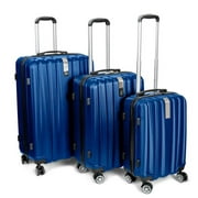 Deco Gear Travel Elite Series - 3 Piece Hardside Spinner Luggage Set (Blue)