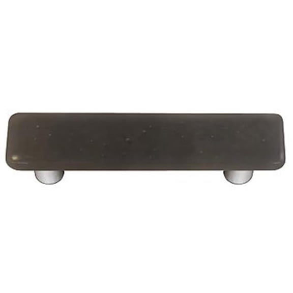 Deco Gray Rectangle Glass Cabinet Pull - Aluminum Post