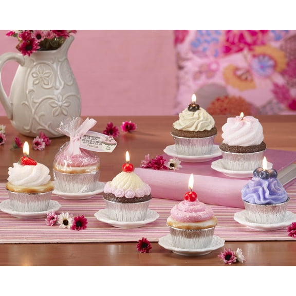 Deco Home Accents 12 White Sweet Treats Cupcake Candle Display Plates 4"