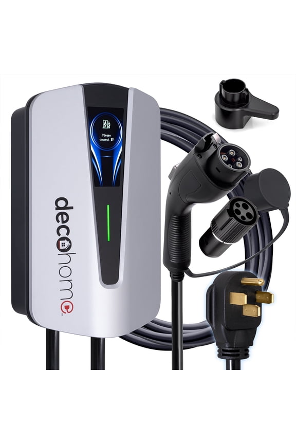 Level 2 EV Charging Station, 240V 40A, SAE J1772 Plug and NEMA 14-50 Plug, Tesla Adapter Included