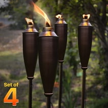 Deco Home Set of 4 Garden Torch - 60inch Citronella Garden Outdoor/Patio Flame Metal Torch - Brown
