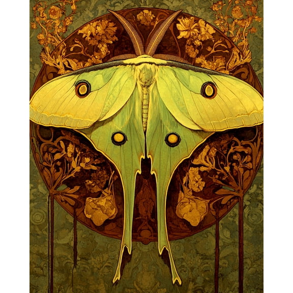 Deco Luna Moth - Insect Wall Art Prints 8x10 Artwork for 11x14 Frame