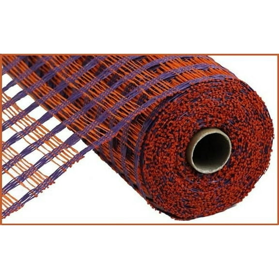 Deco Mesh, Poly Burlap Check, Purple & Orange, 21 inch X 10 yard (30 feet)