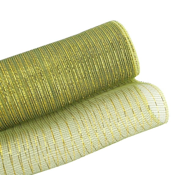Deco Mesh Ribbon, 1 Roll 10 Yard Metallic Mesh Ribbon, Metallic Poly Mesh Ribbon, Metallic Foil Burlap Deco Mesh Fabric, Decorative Mesh Rolls for DIY Wreath Crafts Party Decoration