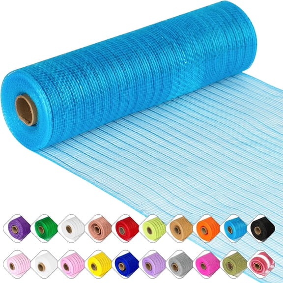 Deco Mesh Ribbon - 10inch x 30 feet Each Roll Metallic Foil Mesh Ribbon for Christmas, Valentine's Easter Wreath and Home Decorating