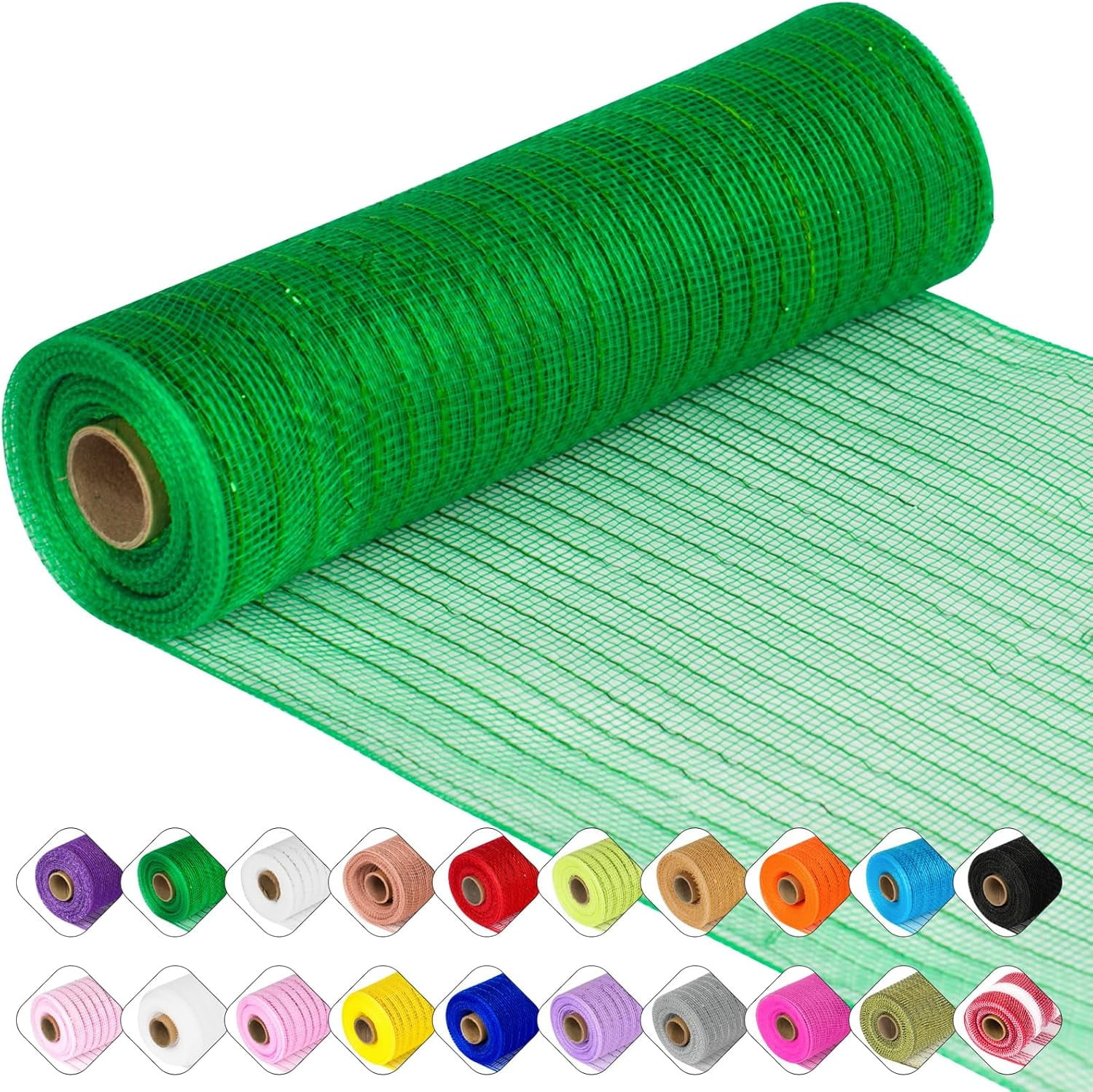 Deco Mesh Ribbon - 10inch x 30 feet Each Roll Metallic Foil Mesh Ribbon for Christmas, Valentine's Easter Wreath and Home Decorating