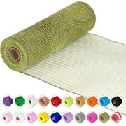 Deco Mesh Ribbon - 10inch x 30 feet Each Roll Metallic Foil Mesh Ribbon for Christmas, Valentine's Easter Wreath and Home Decorating
