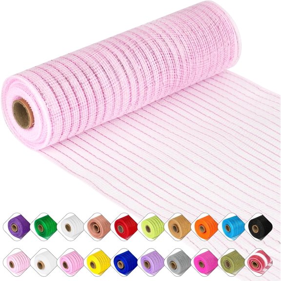 Deco Mesh Ribbon - 10inch x 30 feet Each Roll Metallic Foil Mesh Ribbon for Christmas, Valentine's Easter Wreath and Home Decorating