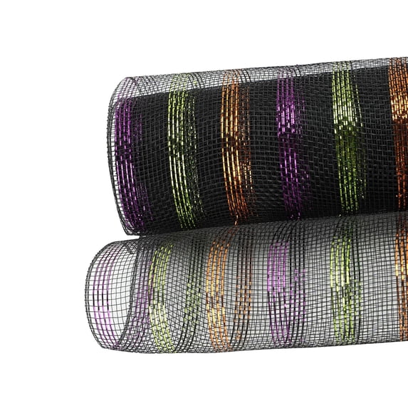 Deco Mesh Ribbon 9.8FT Tulle Fabric Roll Metallic Foil Mesh Ribbon for Halloween Party Decorations,DIY Crafts & DIY Projects Xmas Wreath and Home Decorating