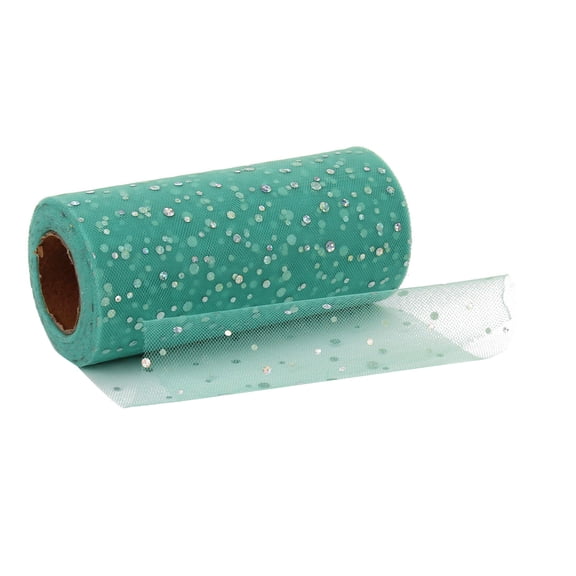 Deco Mesh Ribbon Metallic Poly Mesh 6 Inch X 10 Yards Roll for Christmas Wreaths Garlands Swags Craft Projects and Wedding Gift Wrapping Decorations, Aqua Blue