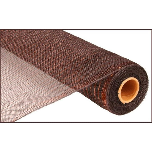 Deco Mesh for Creating Rustic and Natural Fall Wreaths and Garlands, Chocolate w/Copper Foil Poly Deco Mesh Roll 21" x 10 Yards, RE1001E2