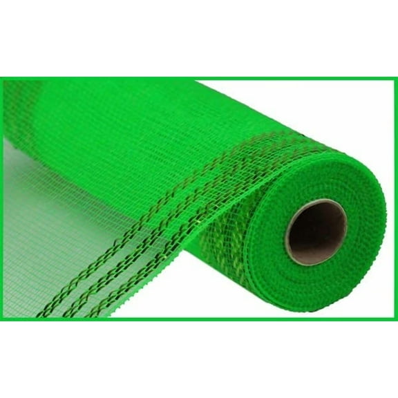 Deco Mesh for Making Cheerful and Festive Birthday Party Decorations, Border Stripe Deco Mesh 10.25" x 10yd (Lime Green w/Lime foil)