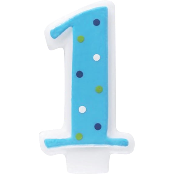 Deco Pac - Blue #1 Candle with Polka Dots -
