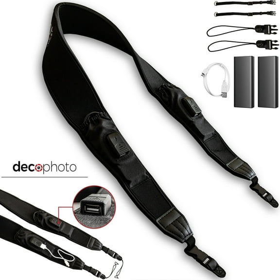 Deco Photo Camera Power Strap With Built In 2600 mAh Camera Charging Banks Non-Slip Grip Comfortable Shoulder Strap Universal Compatible With Most Models Charge As You Shoot