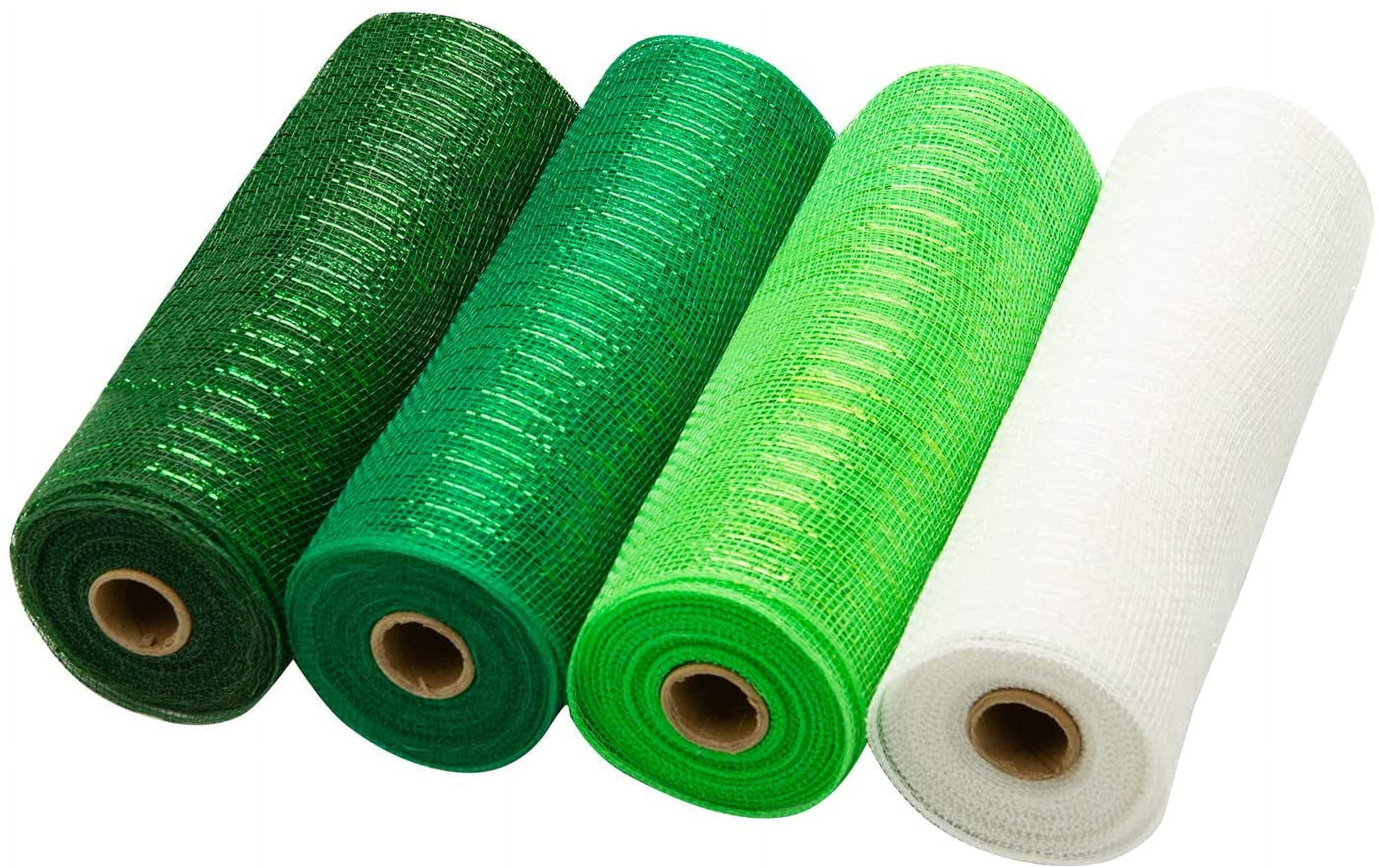 LaRibbons Deco Mesh Ribbon - 10" X 30 Ft Rolls, Metallic Foil Autumn Colors, 4-Pack For Wreaths & Crafts