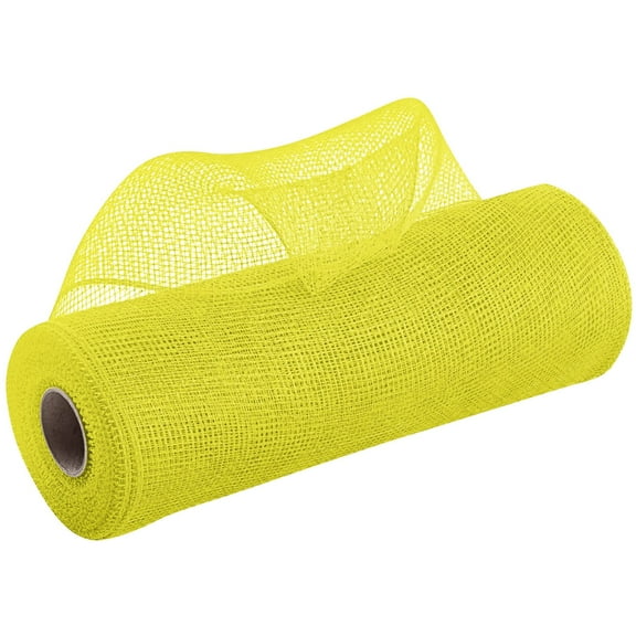 Decor Poly Mesh Ribbon, Solid Mesh Roll Floral Craft Wedding Party Decorative Ribbon Roll 10" x 10 Yards,Yellow