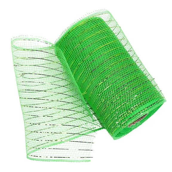 Deco Red Poly Mesh Ribbon with Metallic Foil 15cm x 10 Yard Each Roll for Wreaths, Swags Bows Wrapping and Decorating Projects