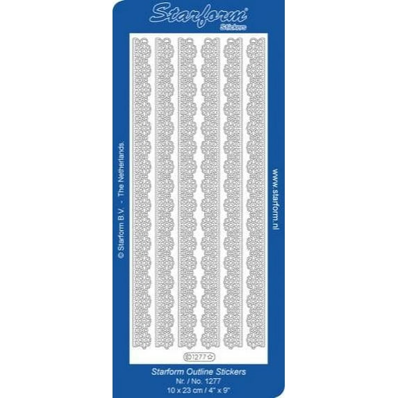 Deco Stickers - Lacey Daisies Ribbon - Silver