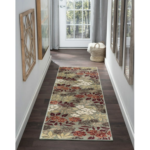 Deco Transitional 2' x 10' Seafoam and Red Polypropylene Indoor Area Rug