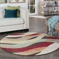 thumbnail image 1 of Deco Transitional 5' Round Brown and Red Polypropylene Indoor Area Rug, 1 of 6